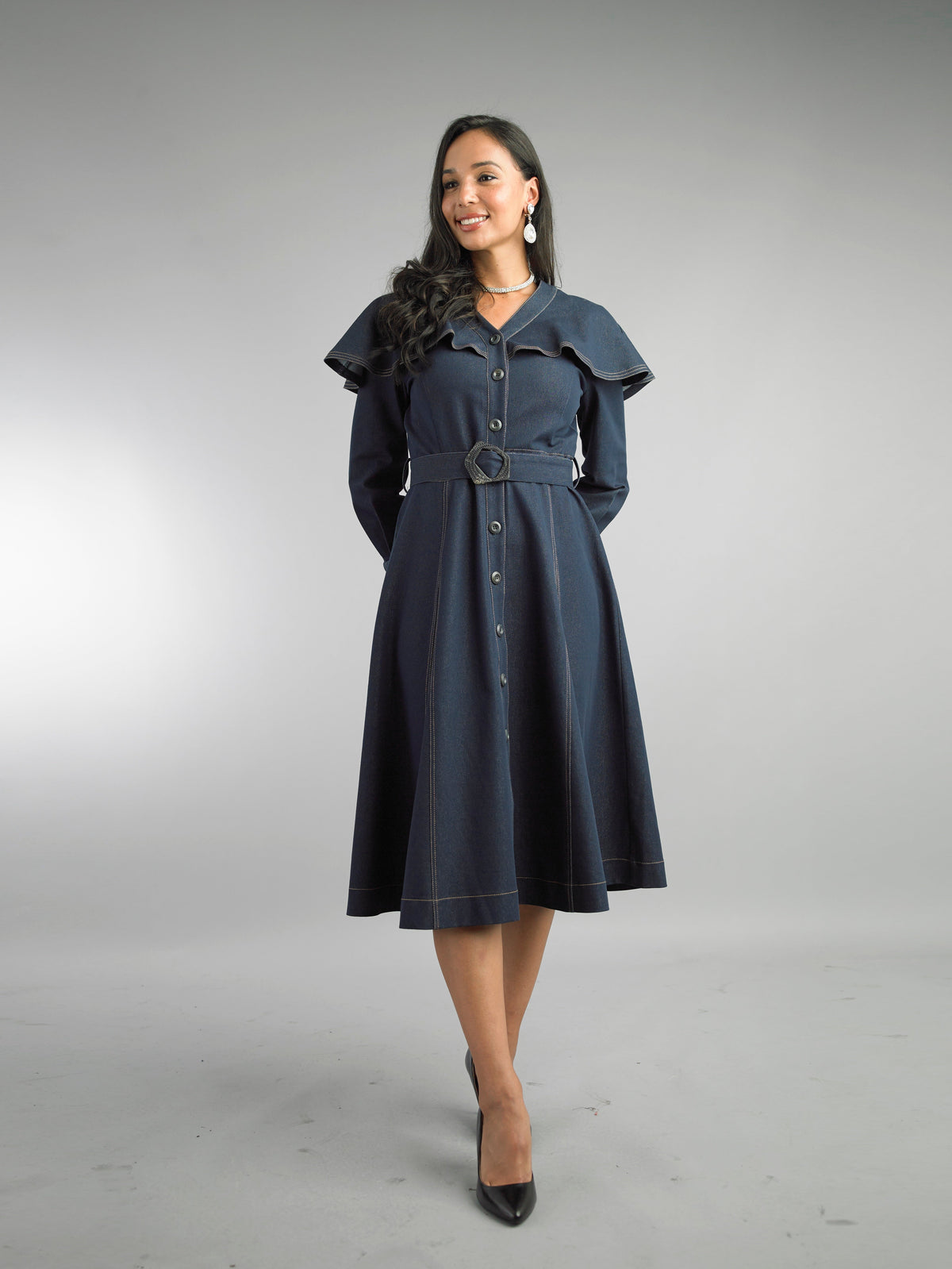 Long Sleeve Mid-Length Dress 5072 LILY&TAYLOR