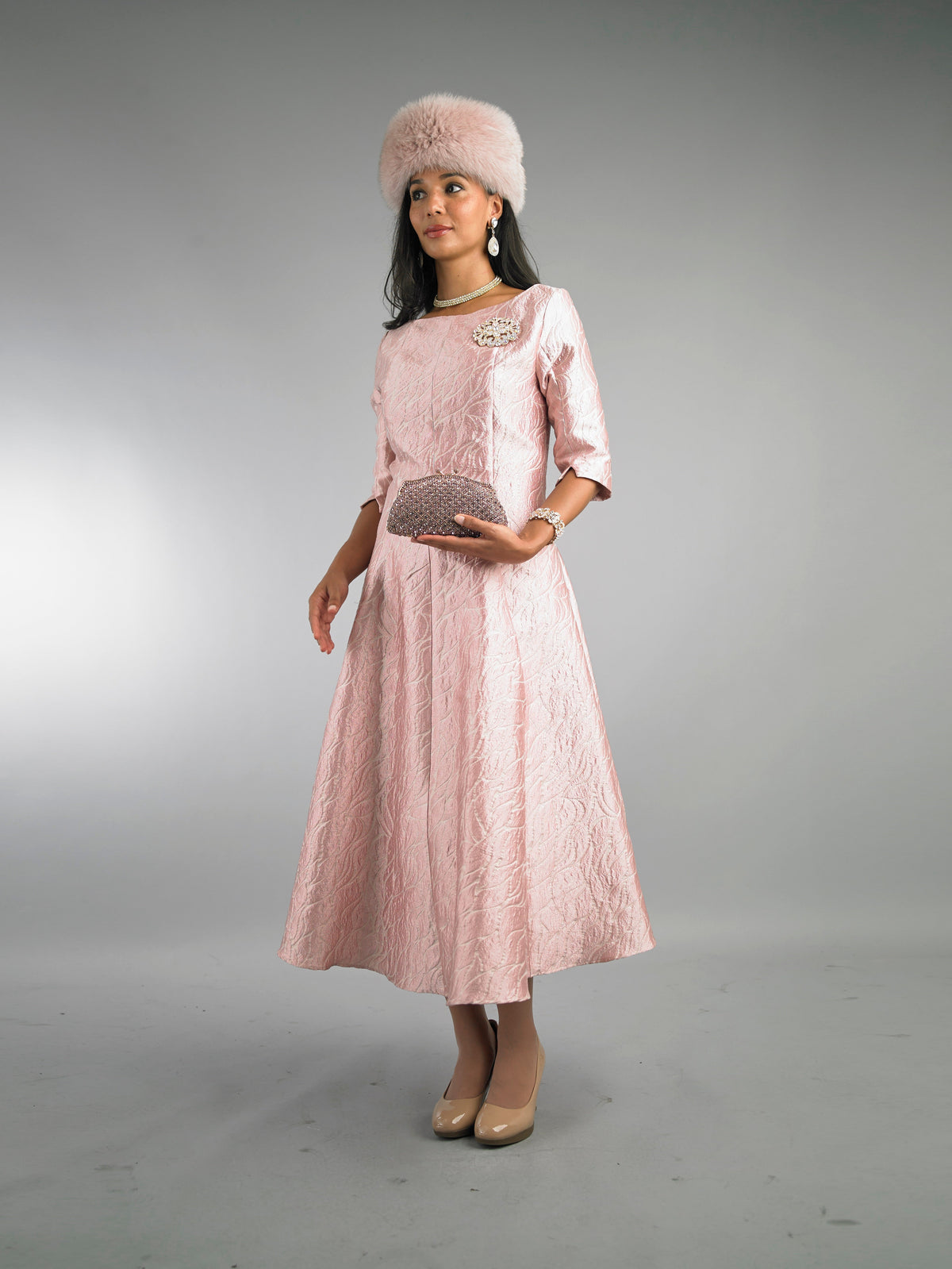 Short Sleeve Long Length Dress 5084 LILY&TAYLOR