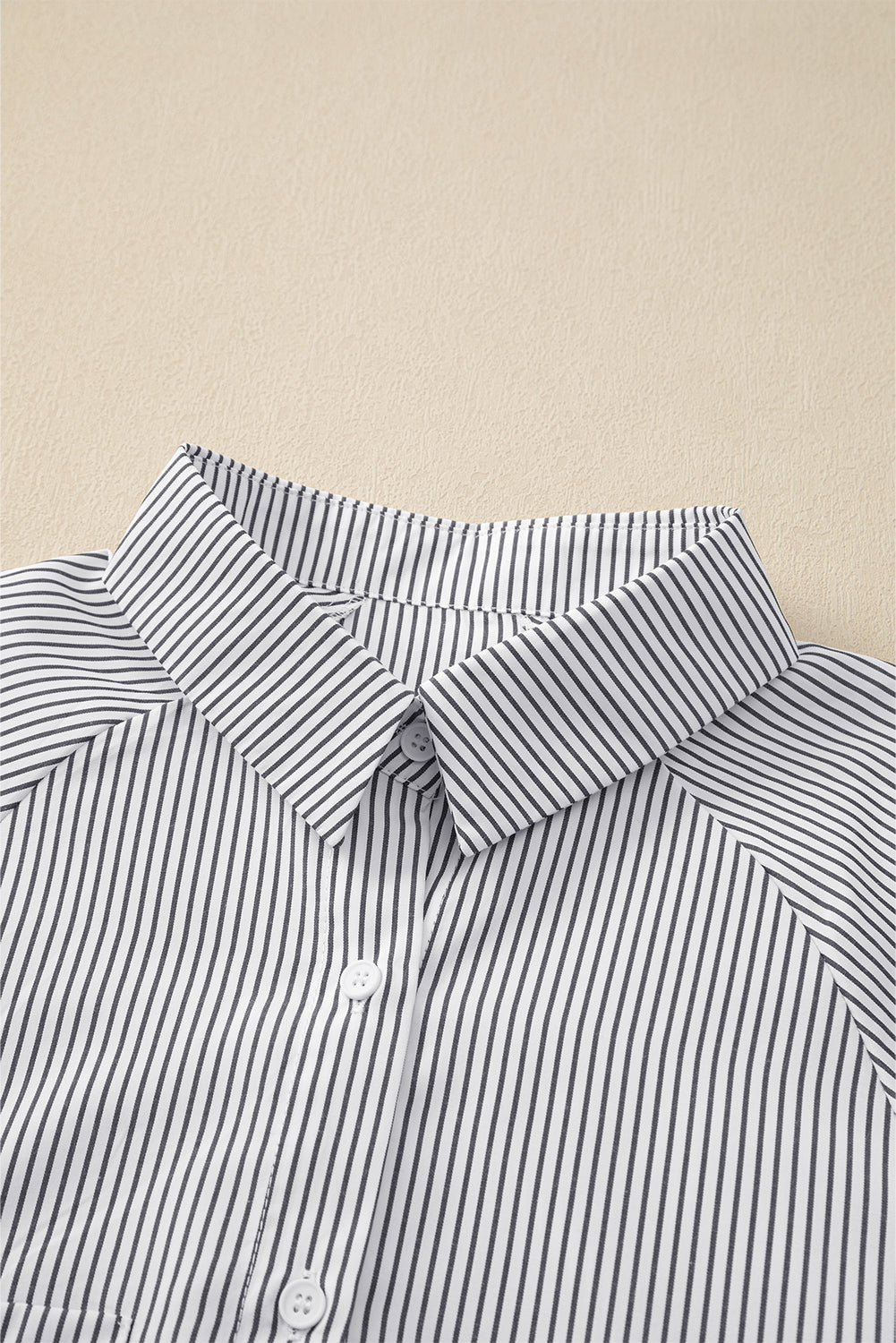 Striped Casual Shirred Cuffs Shirt