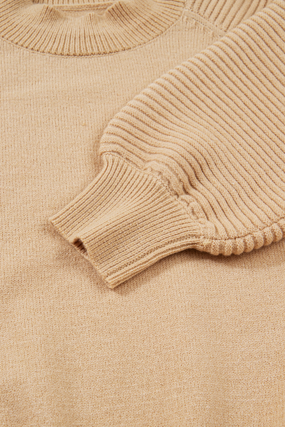 Black High Neck Puff Sleeve Sweater Pleated Mini Skirt 2pcs Knitted Outfit