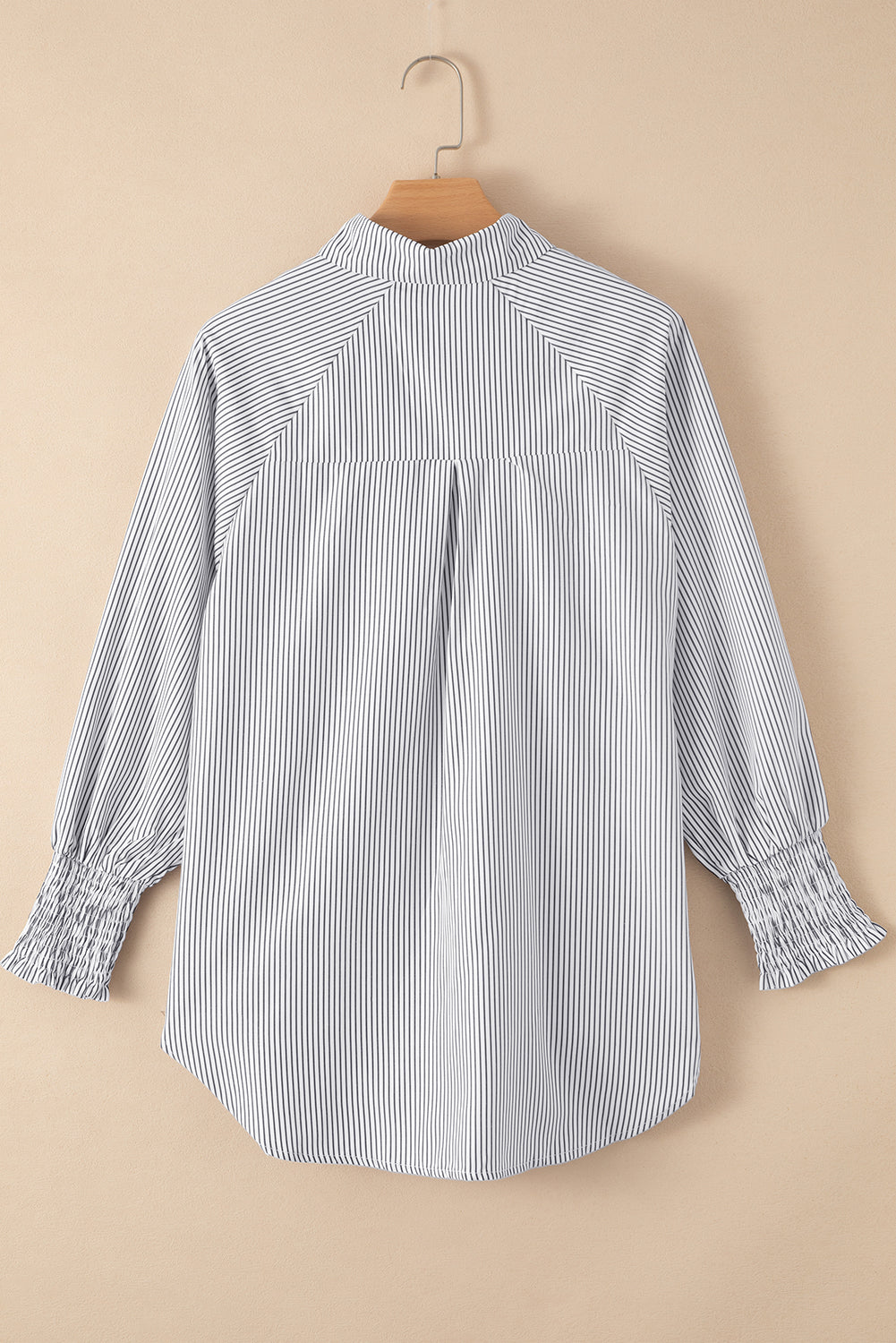 Striped Casual Shirred Cuffs Shirt