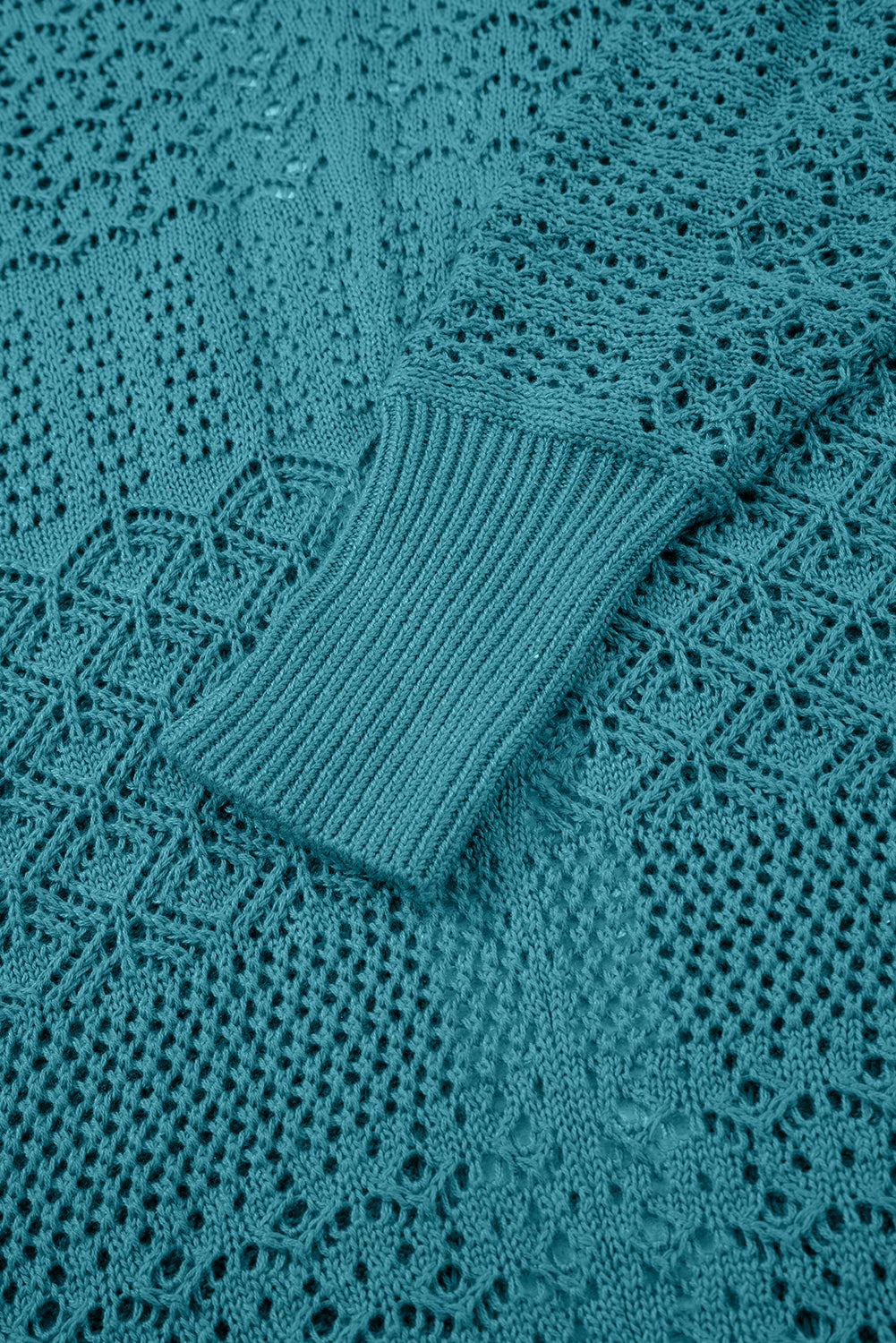 Redwood Burl Mix Pattern Hollow Knit Open Front Cardigan