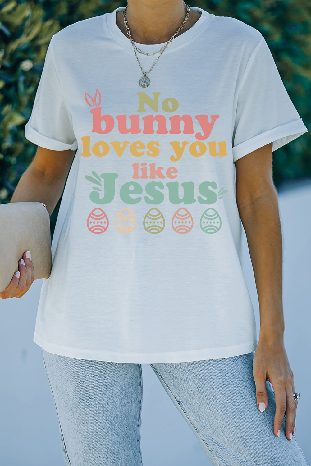 White No bunny loves you like Jesus Graphic Easter Day T-shirt