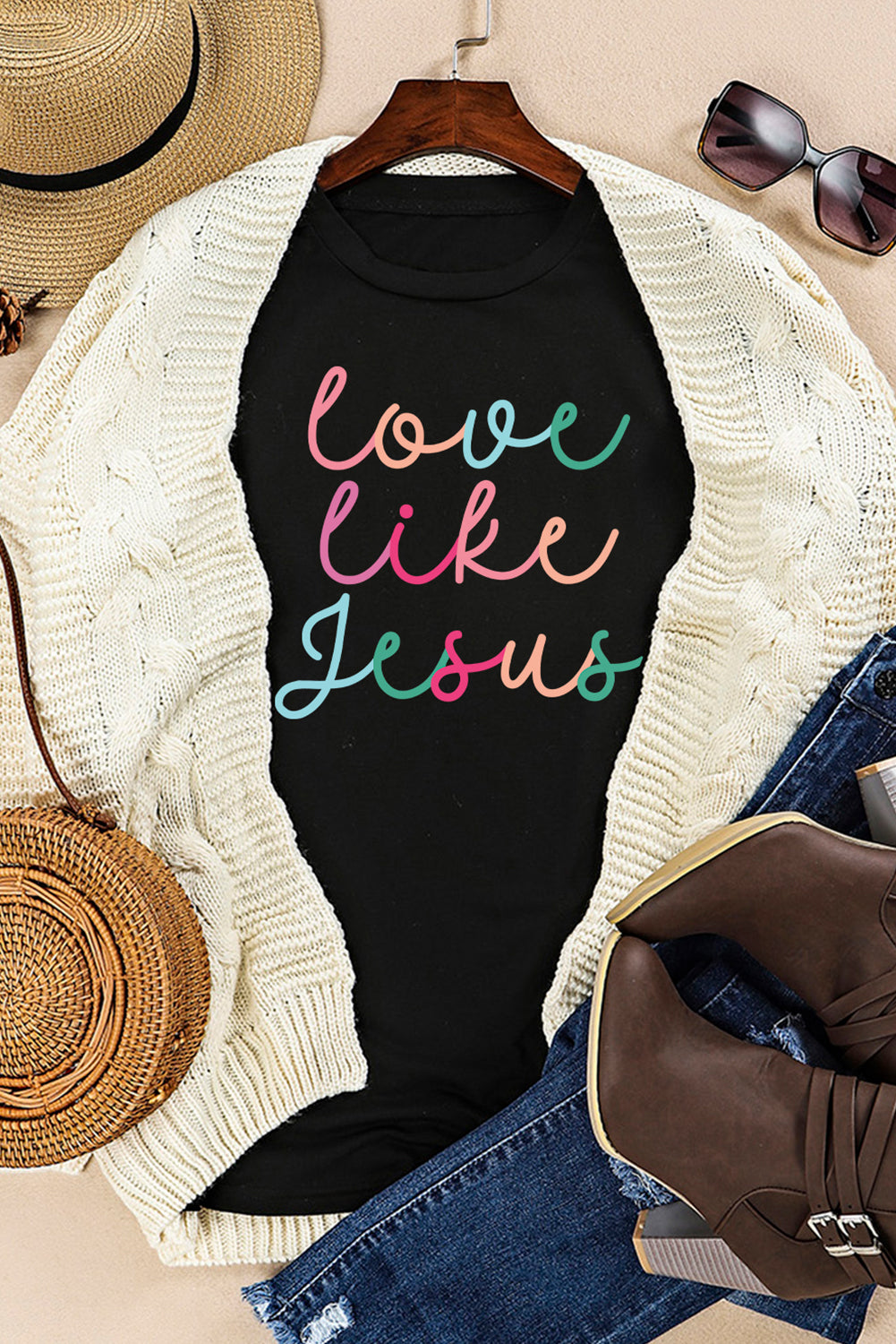 Black Love Like Jesus Crew Neck Graphic Tee