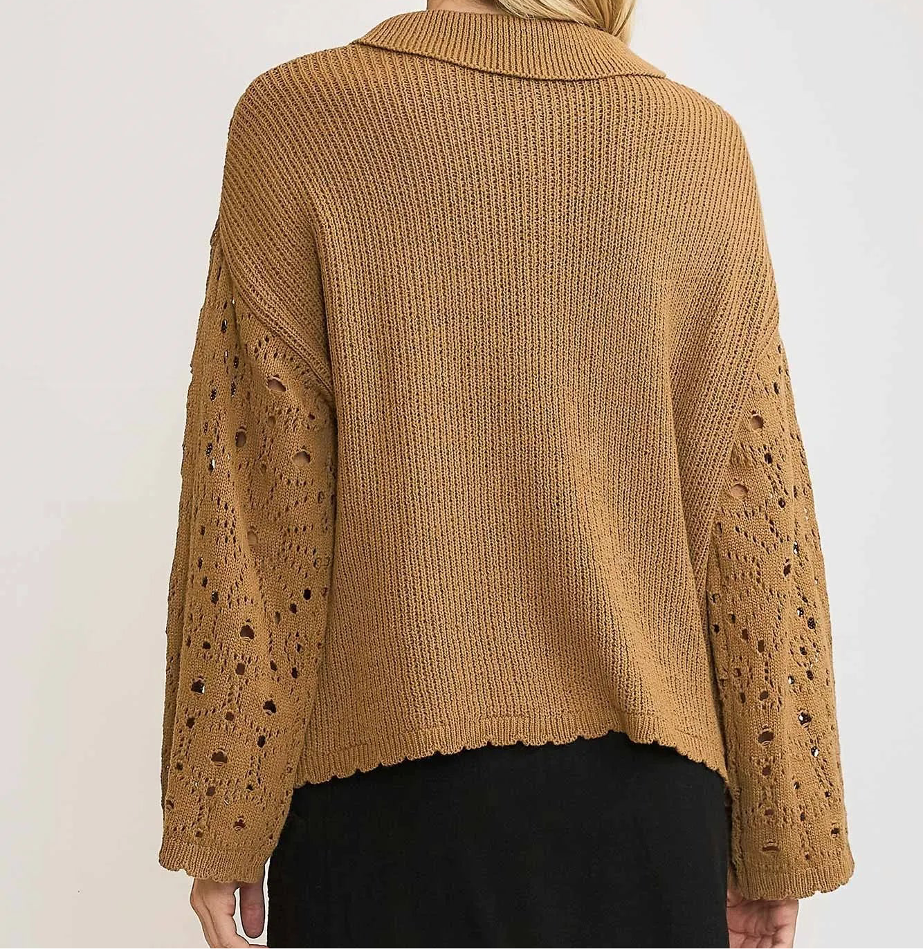 Umgee Crochet Button Down Knit Cardigan