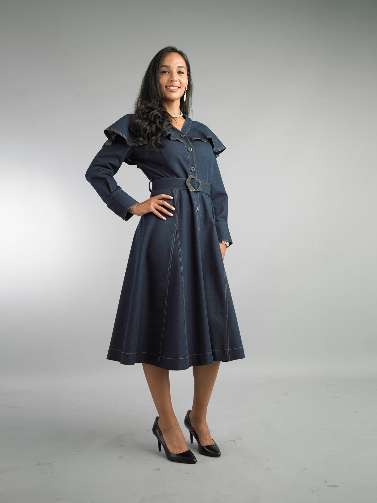 Long Sleeve Mid-Length Dress 5072 LILY&TAYLOR