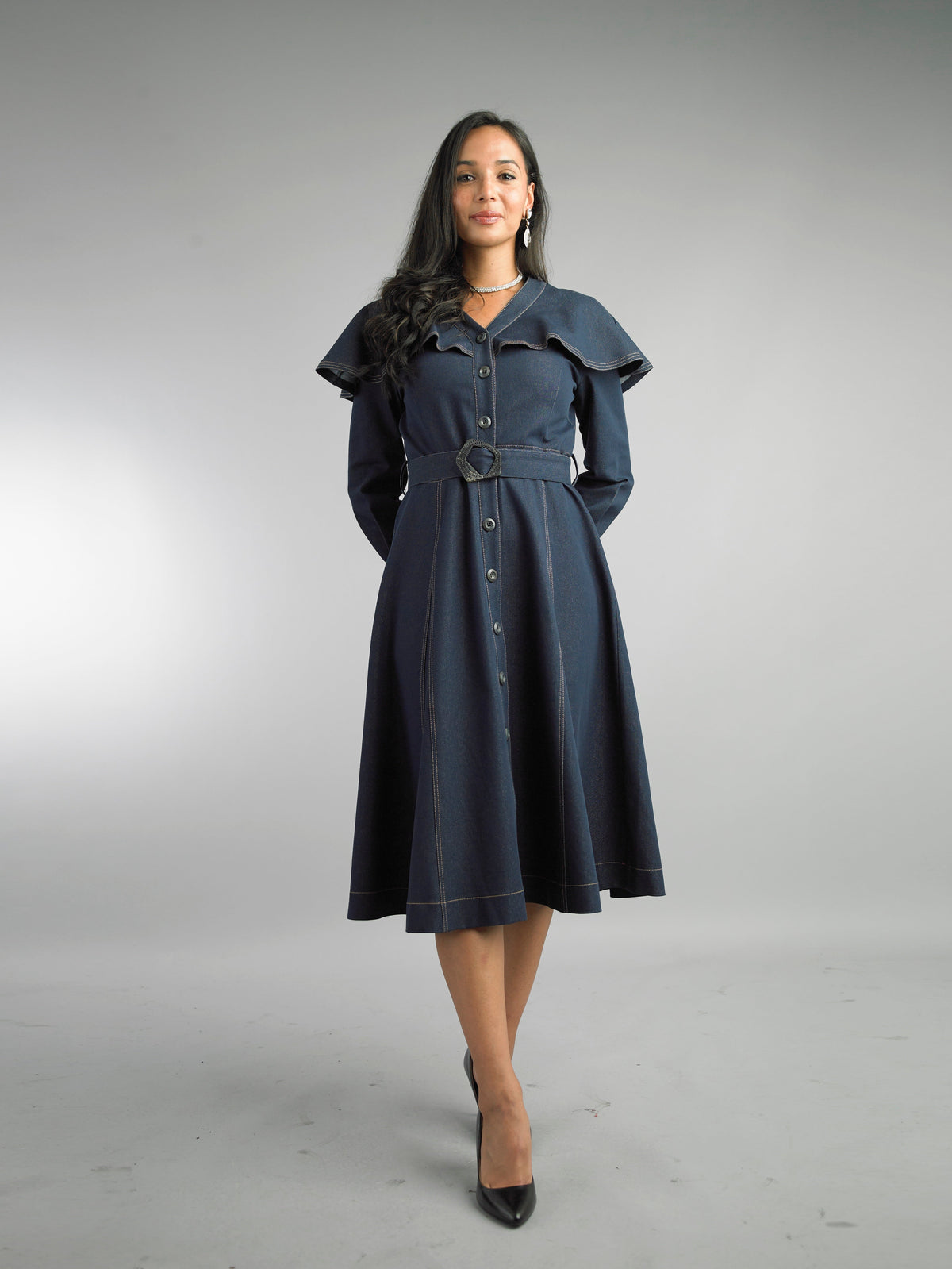 Long Sleeve Mid-Length Dress 5072 LILY&TAYLOR