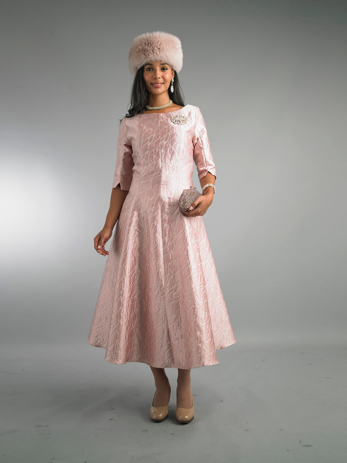 Short Sleeve Long Length Dress 5084 LILY&TAYLOR