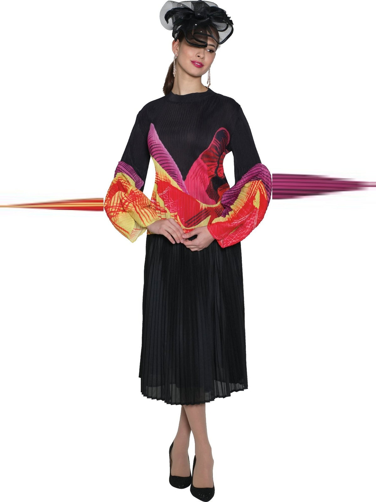 2-Piece Fine Pleated Blouse & Skirt 5175 LILY&TAYLOR