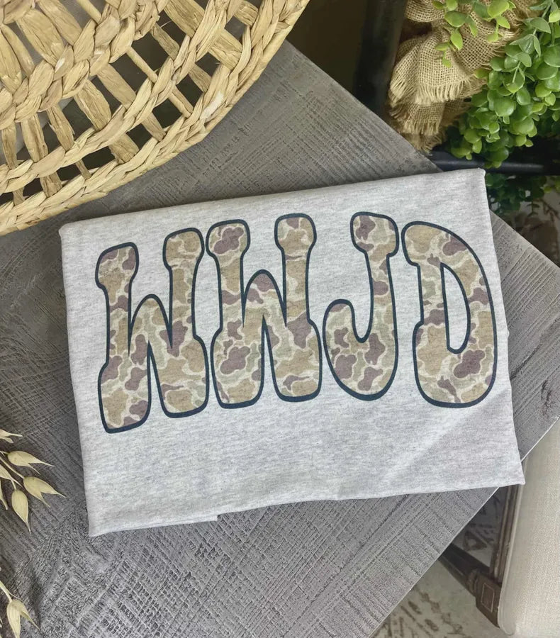 WWJD Camo (Gildan Tee) 1/2 Penny Wholesale