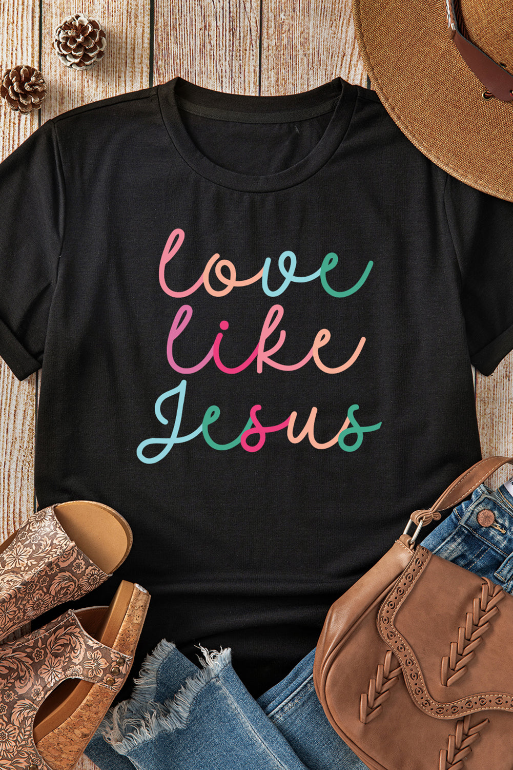 Black Love Like Jesus Crew Neck Graphic Tee