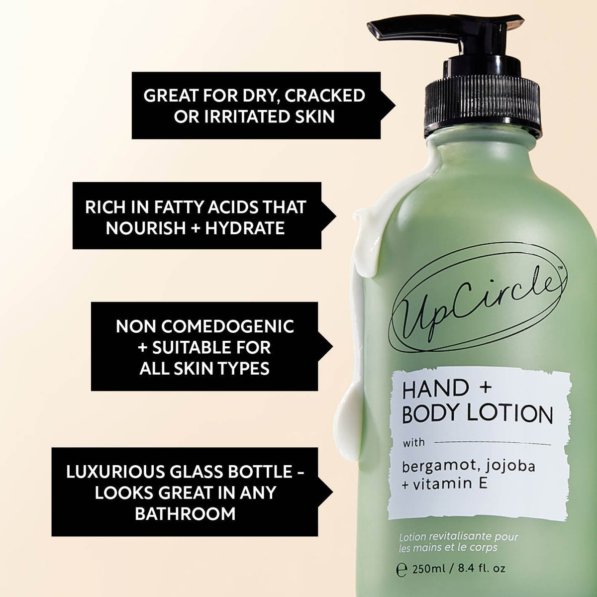 Hand + Body Lotion with Bergamot Water - Travel Size UpCircle