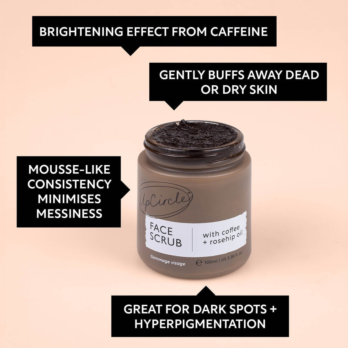 Face Scrub with Coffee + Rosehip Oil UpCircle