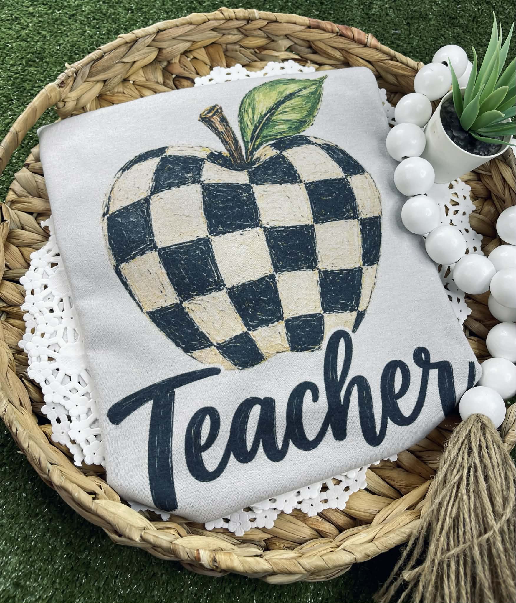 Checkered Teacher (Port & Co Tee) 1/2 Penny Wholesale