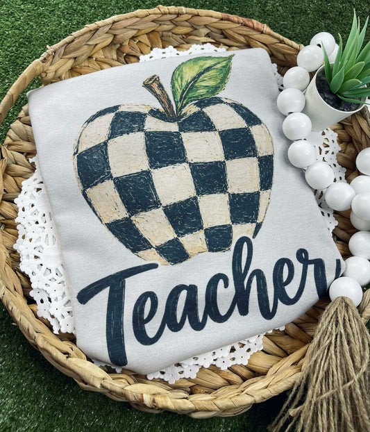 Checkered Teacher (Port & Co Tee) 1/2 Penny Wholesale