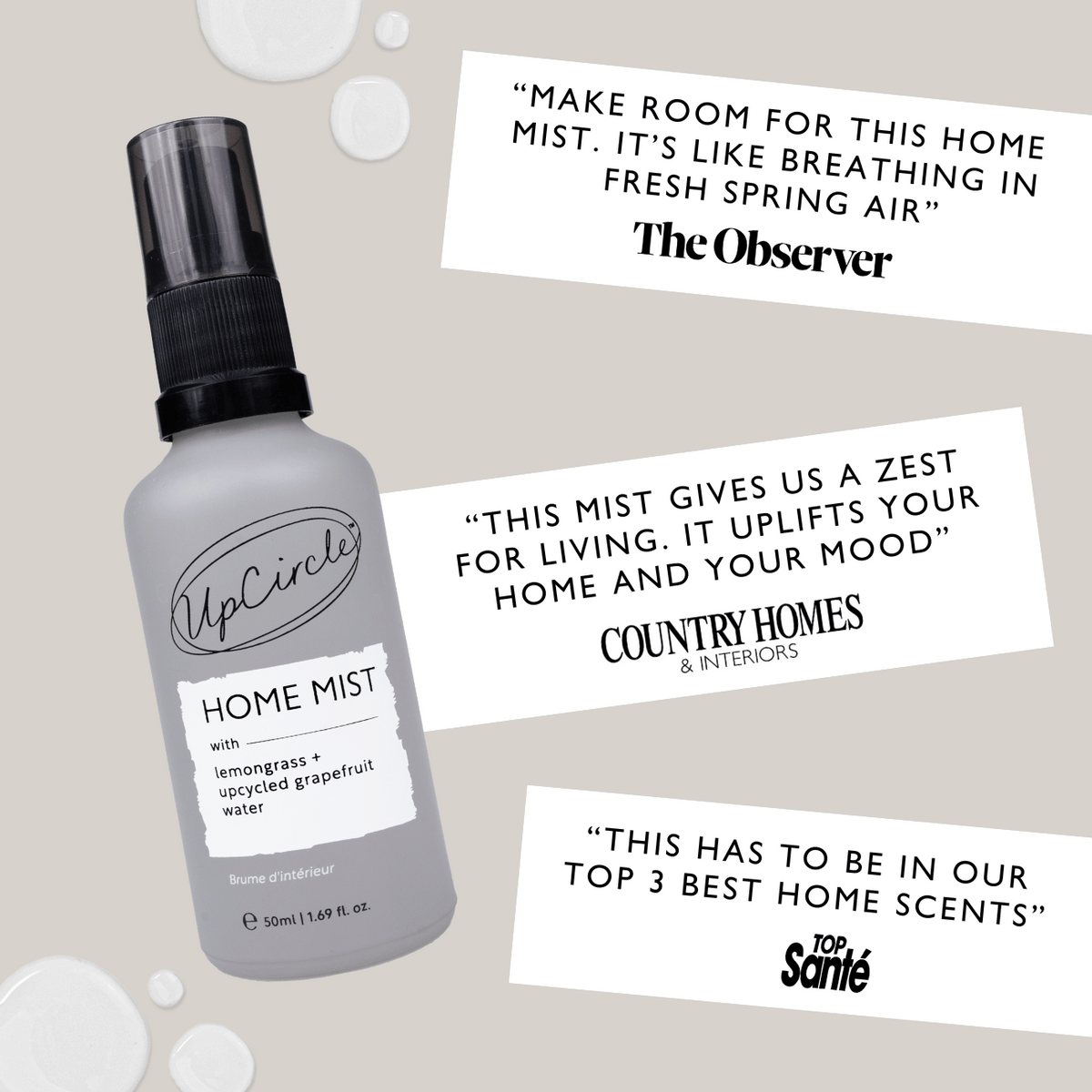 Home Mist with Lemongrass + Grapefruit UpCircle