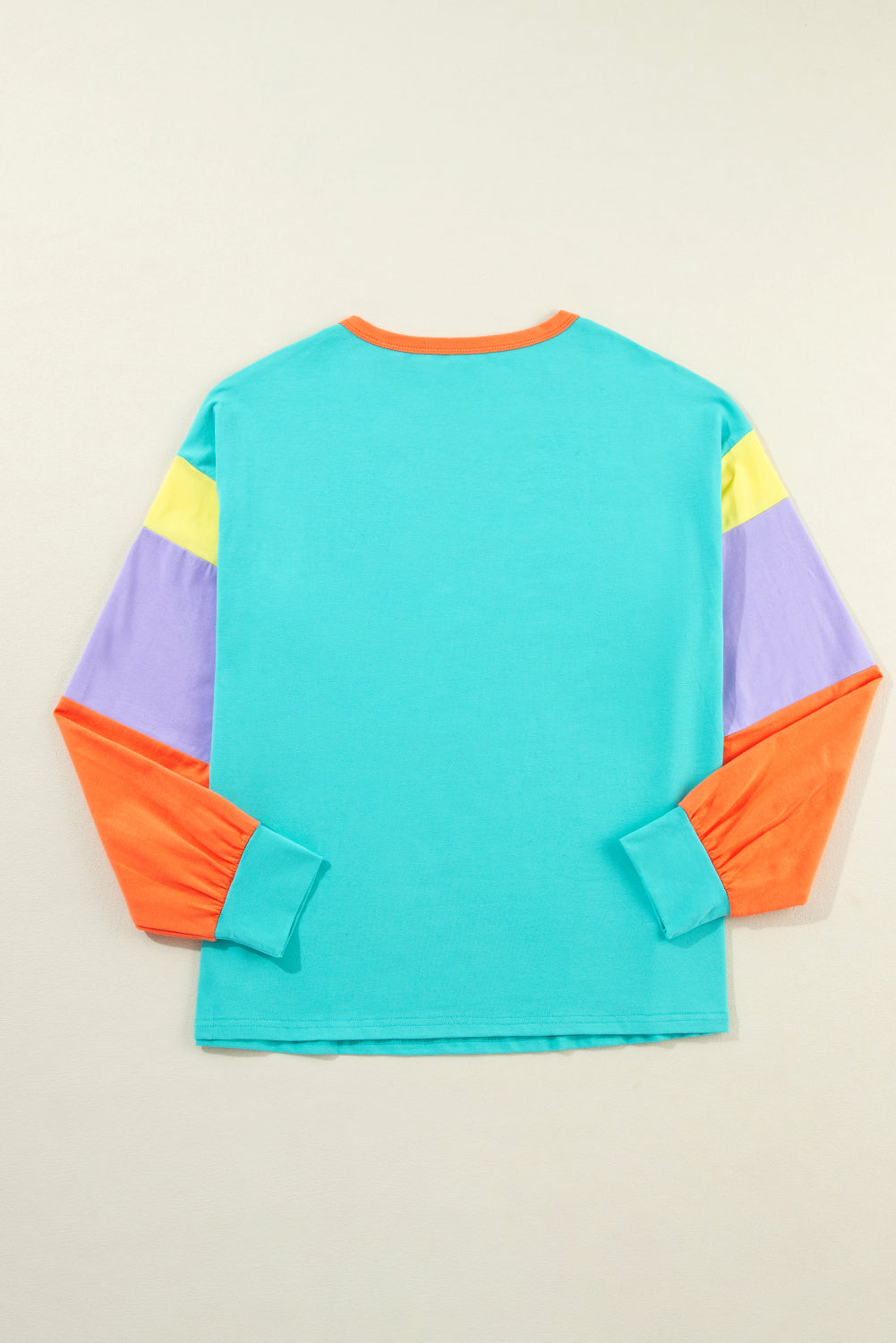 Green Color Block Sleeve Loose Fit Top