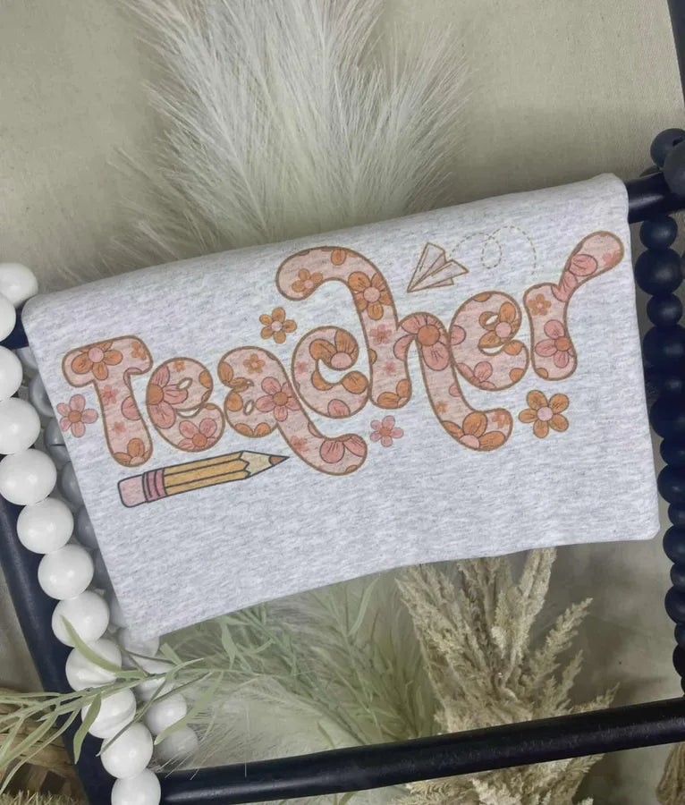 Teacher floral (Gildan Tee) 1/2 Penny Wholesale