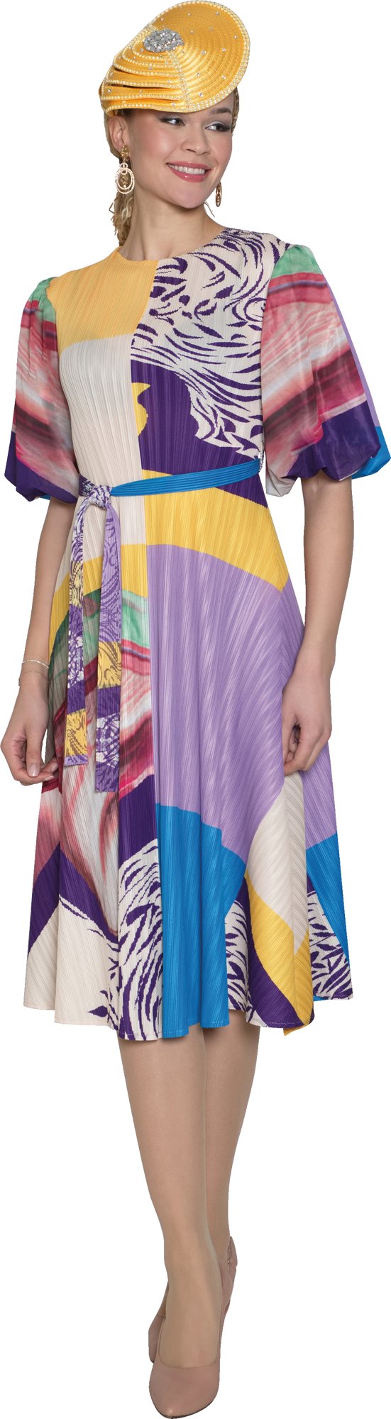 Fine Pleated Maxi Dress w/ Removable Belt 5170 LILY&TAYLOR