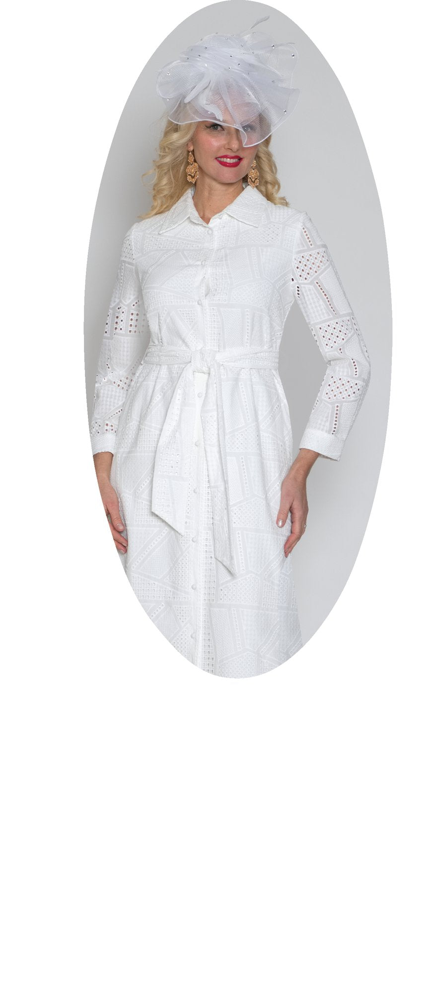 Fine Eyelet Dress w/ Removable Belt 5114 LILY&TAYLOR